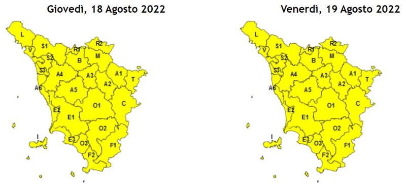 AGGIORNAMENTO SITUAZIONE METEO ORE 14,00 del 18/08/2022